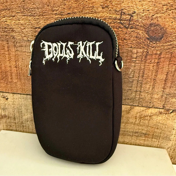 Dolls Kill Black White Embroidered Logo Stitch Mini Bag - Picture 1 of 5